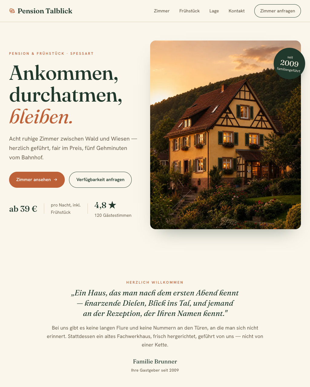 Beispielprojekt: Website einer Pension und eines Gasthofs